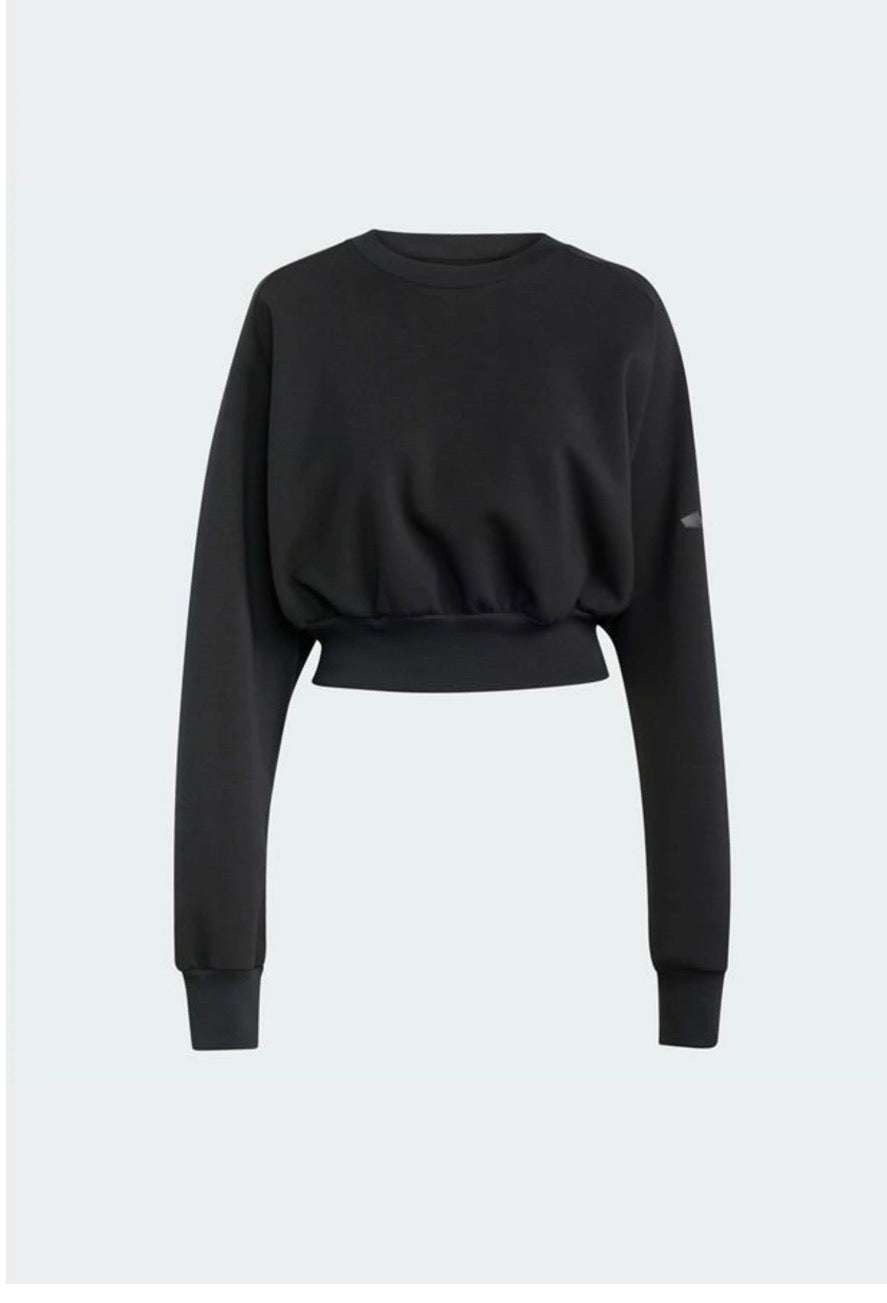 Cropped Crewneck Sweatshirt – Black
