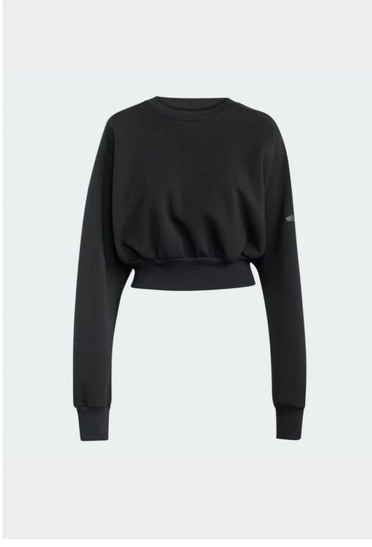 Cropped Crewneck Sweatshirt – Black