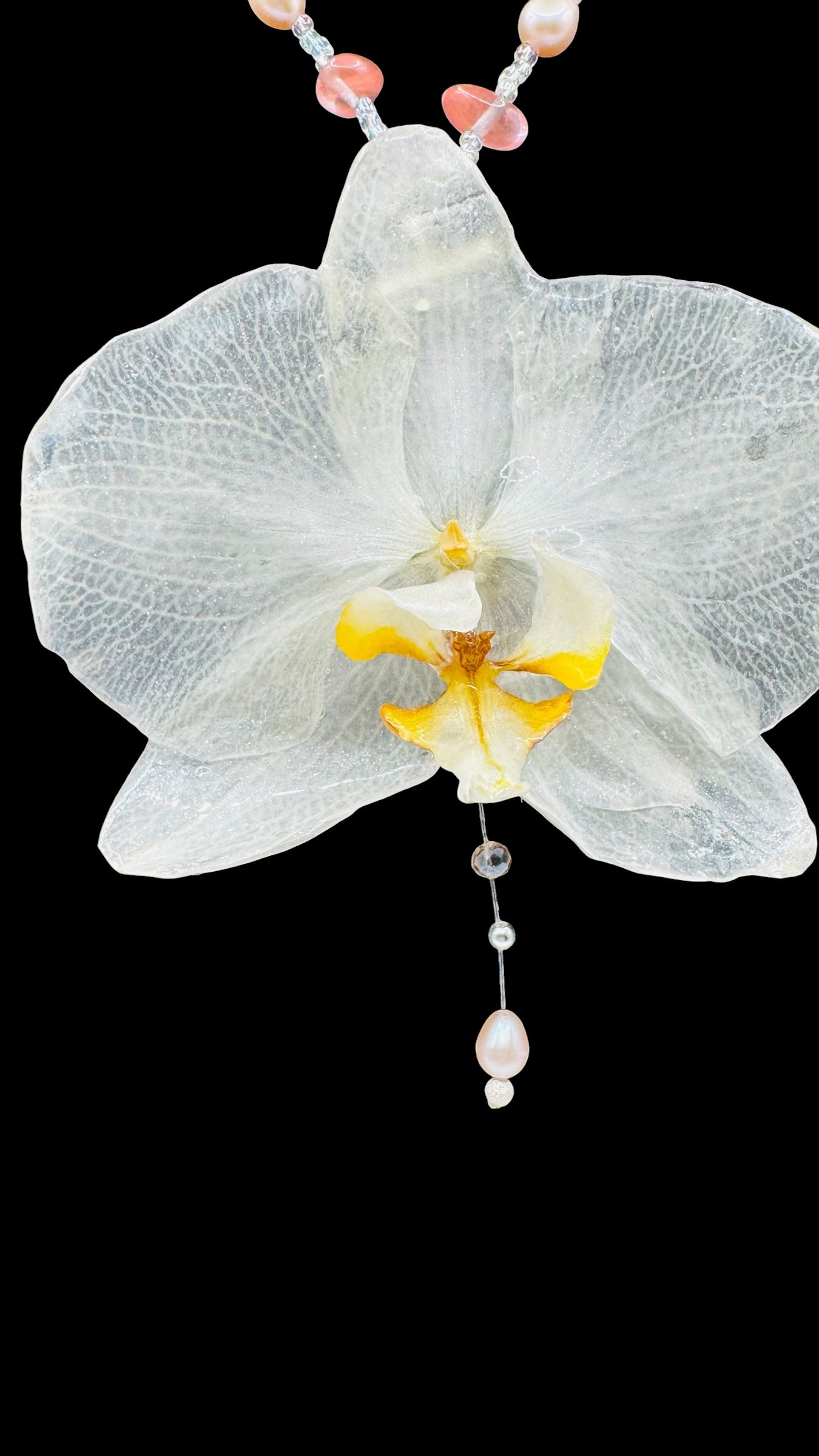 Bloom of Light – Handcrafted Preserved Orchid Necklace in Sterling Silver .925