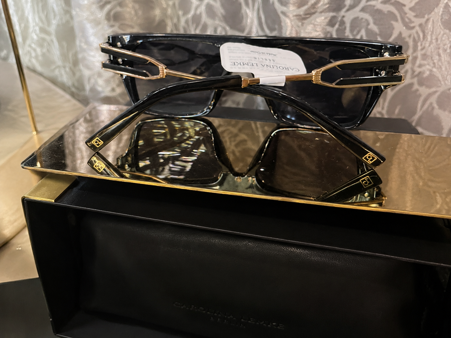 Carolina Lemke Berlin CL3250-01 Luxury Square Sunglasses – Black & Gold